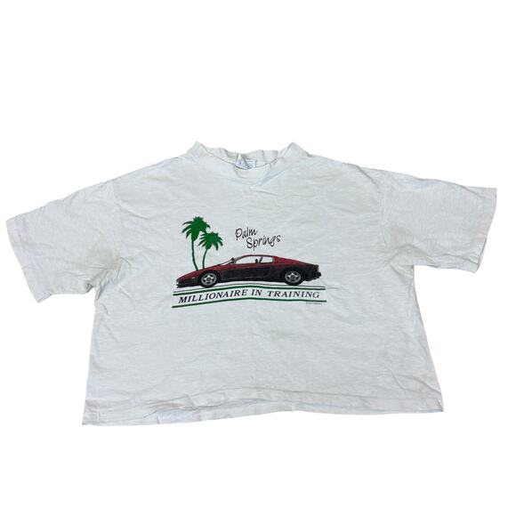 Vintage Tops - Vintage 80s Millionaire in Training Ferarri T Shirt Crop Top Women's Large